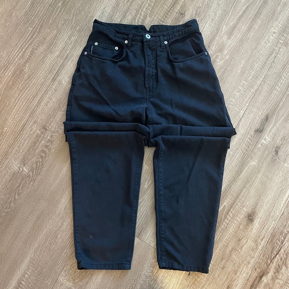 Karen Kane Petite Essentials Black High Waisted Tapered Denim Jeans Size 8P